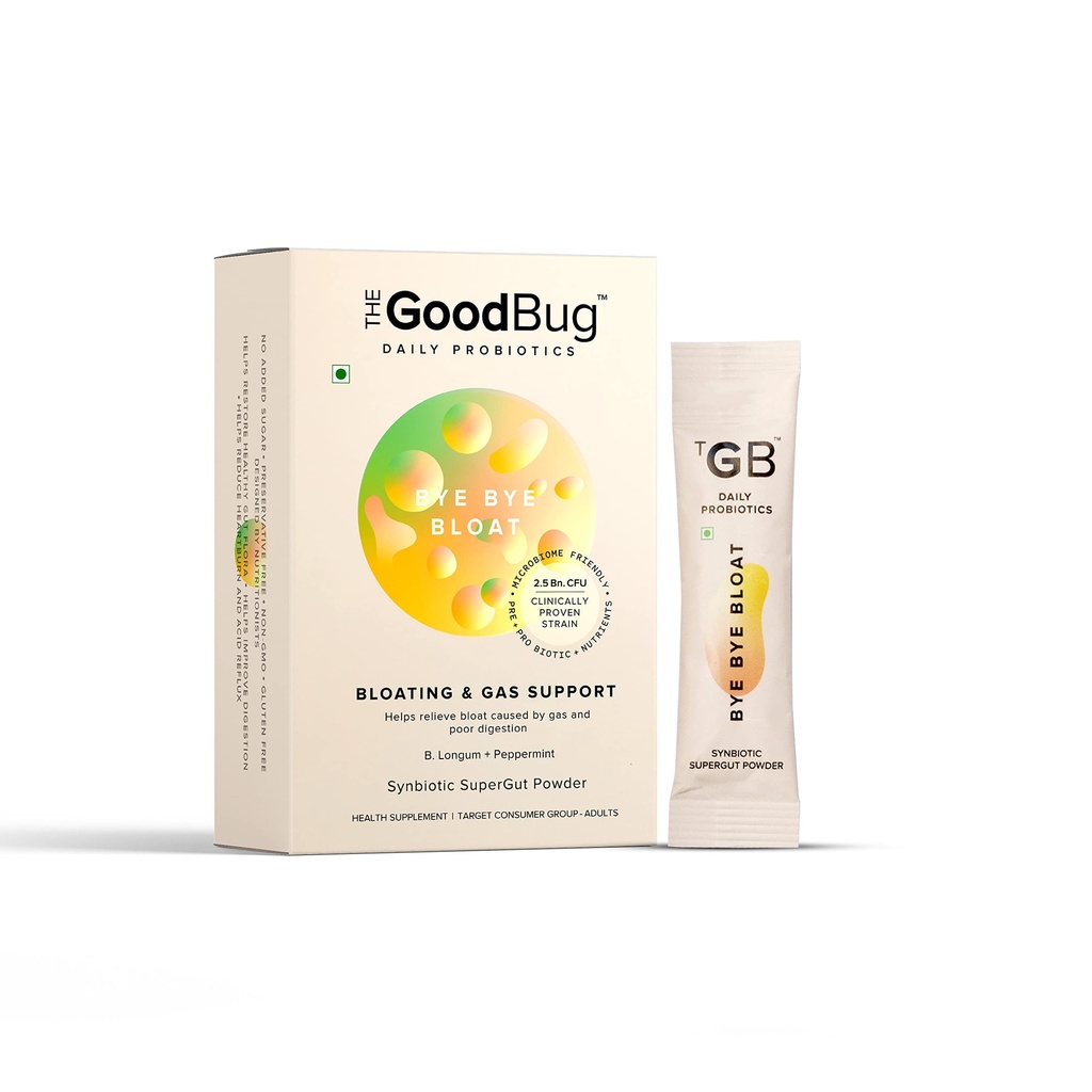 Prebiotic + Probiotic Gut Health Bloating Relief für Männer und Frauen - Hilft mit Gas, Bloat & Digestive Health - Boost Immunität mit Peppermint & Inulin, Synbiotic Fiber Powder, 2.5 Bn CFU - 30 Days Pack