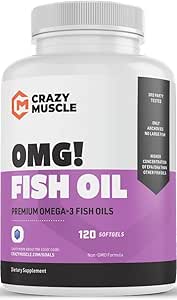 Premium Omega-3 Fish Oil von Pure Anchovies, 120 Softgels - Potent 1000mg Omega-3, Burpless Formula - unterstützt Gehirn und Herzgesundheit - Non-GMO mit 250% Mehr EPA & DHA - 120 Portionen