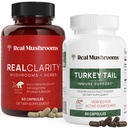 Reale Pilze RealClarity (60ct) und Türkei Tail (90ct) Kapseln Bundle - Pilzergänzung für Psychische Klarheit, Fokus und Immununterstützung - Vegan, Non-GMO, Verifizierte Ebenen von Beta-Glucans