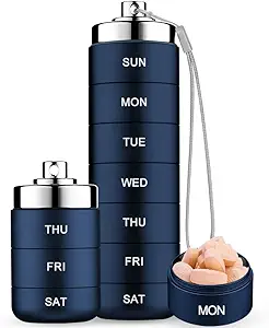 Mossime Metall Reise Pille Organizer, Tragbare 7 Tage Vitamin Organizer stapelbar, Wasserdicht 1 mal ein Tag Pille Box, große Pille Container, Tägliche Medizin Organizer für Vitamin, Fischöl, Supplement