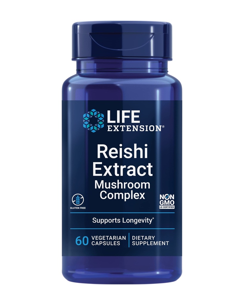 Lebensverlängerung Reishi Extrakt Pilzkomplex - Pilze Kräuterergänzung für Immununterstützung – Ganoderma Lucidum Extract - Glutenfrei, Non-GMO, Vegetarisch – 60 Kapseln