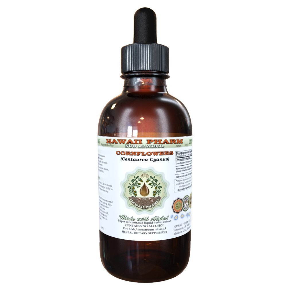 Hawaii Pharm Cornflower Alkoholfreier Flüssigextrakt, Bio Cornflower (Centaurea Cyanus) Getrocknete Blume Glycerit natürliche Kräuterergänzung 2 oz