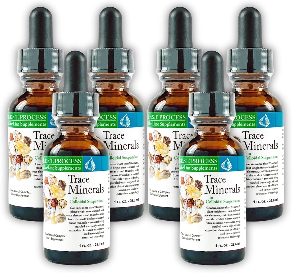 Morter Trace Minerals in Colloidal Suspension (6 Pack) Morter HealthSystem Best Process Alkaline — Nährstoffdichte Spurenelemente, Fulvic Minerals & Aminosäuren