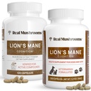 Echte Pilze Lions Mane für Menschen (120ct) und Haustiere (120ct) - Bundle für Kognition und Immunität - Vegan, Non-GMO, Gluten-freie, grau-freie Pilzextrakt Ergänzungen