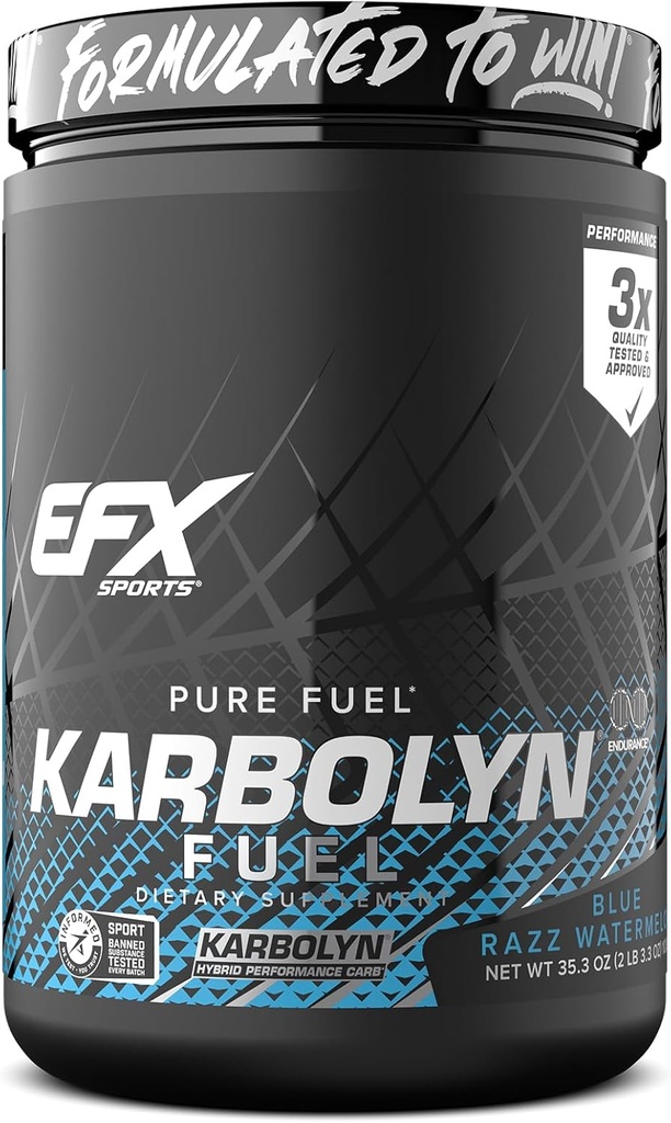 EFX Sport Karbolyn Kraftstoff | Fast-Absorbierende Kohlenhydratpulver | Carb Load, Sustained Energy, Quick Recovery | Stimulant Free | 18 Servings (Blue Razz Watermelon)