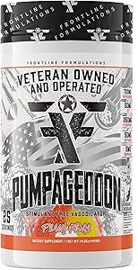 Pumpageddon, Non Stim Pre-Workout Powder, Explosive Workouts, Insane Endurance, Haut Splitting Pumps, Veteran Eigentümer und betrieben, Verpakung May Vary (25 Servietten, Pfirsichringe)