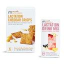 Munchkin® Milkmakers® Lactation Drink Mix Supplement mit B Vitamin & Milk Thistle, 14 Count und Lactation Cheddar Crisps für stillende Mütter mit Hafer und Fläschchen, 6 Count