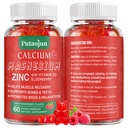 | Hohe Absorption Calcium Magnesium Zink Gummie, Zucker freie Calcium Magnesium Zink Ergänzung mit D3 | Knochen & Zähne Stärke | Muskel & Nerve Funktion | Vegan | Raspberry Flavor | 1 Pack