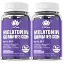 Melatonin 20mg Gummi für Erwachsene (2 Packungen) Extrastärke mit L-Theanin, Ashwagandha, Magnesium, Turmeric, GABA, Zitronenbalm und Kamille für die Unterstützung gesunden Circadian Rhythm, Grape Flavor