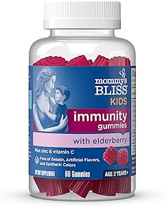 Mami's Bliss Kinder Elderberry Gummis, unterstützt Immunität mit schwarzem Elderberry, Zink & Vitamin C, Gluten Free & Vegan, Alter 2 Jahre + (60 Count)