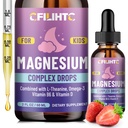 Kinder Magnesium flüssige Tropfen-Magnesium Glycinate Flüssigkeit für Kinder Supplement-w/L-Theanin, Omega-3, Vitamin B6, D3 - für Schlaf, Entspannung, Gehirn, Knochen - 2 Fl Oz Kinder ruhig, Erdbeeren Geschmack