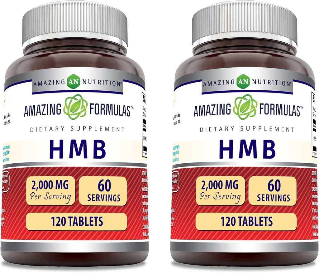 Erstaunliche Formeln HMB 2000mg pro Portion 120 Tabletten Supplement | Non-GMO | Gluten Free | Made in USA (2 Pack)