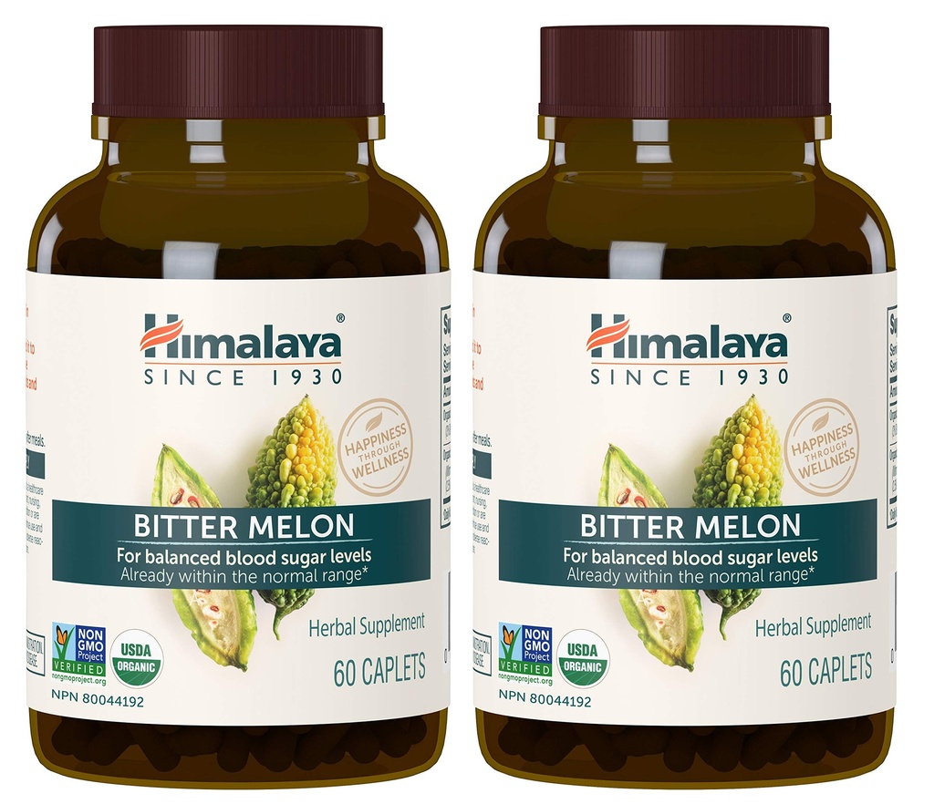 Himalaya Bio Bitter Melon - Kräuter Glucose Metabolism Support - USDA Organic, Non-GMO, Vegan, Gluten Free, Additive Free, 660 mg, 60 Caplets (Pack mit 2)