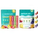 Venture Pal Sugar Free Electrolyte Powder Packets - Liquid Daily IV Drink Mix for Rapid Hydration & Party Recovery | 5 Vitamine & 7 Elektrolyte| Keto Friendly | Non-GMO | Certified Vegan | 16 Sticks