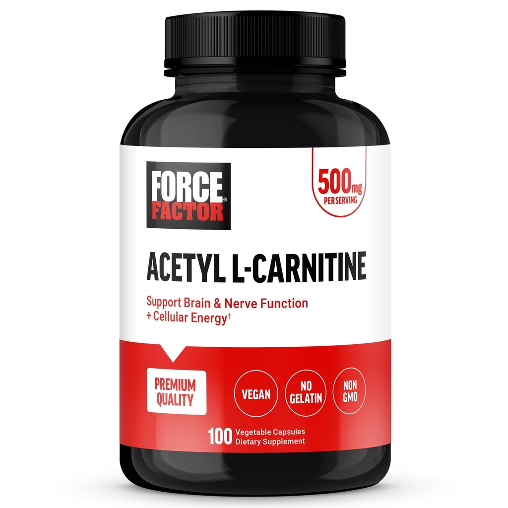 Kraftfaktor Acetyl L-Carnitin Brain Supplement, Nerve Support Supplement und Cellular Energy Booster, Acetyl L-Carnitine 500mg, Premium-Qualität, Vegan, Non-GMO, 100 Gemüsekapseln
