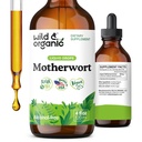 Wild & Organic Motherwort Tincture - Gute Stimmung, Beruhigung, Gesamtunterstützung - Beilagen für Damen mit Mutterwort Kräuter - Vegan, Zucker & Alkoholfreie Extrakt Tropfen - 4 fl oz