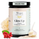 Winged Wellness Glow Up, Collagen Powder für Damen - Haar, Haut und Nägel Beauty Supplement mit Grass-Fed hydrolysierte Collagen Peptide Adaptogene, Vitamin C & Biotin - 25 Servierungen, Unflavored