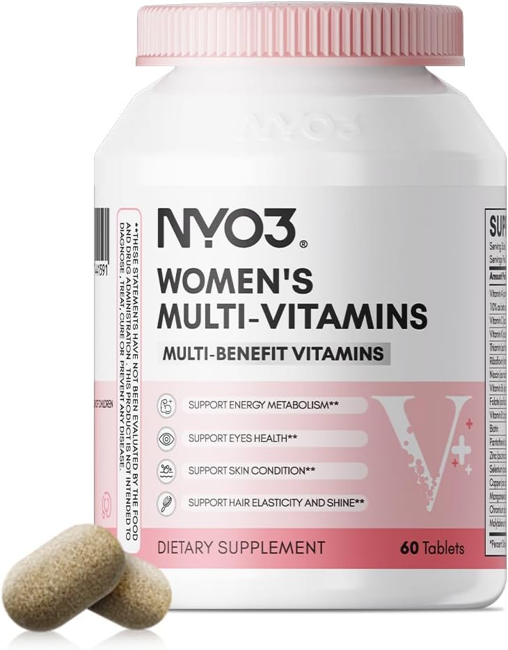 NYO3 Multivitamin für Frauen mit Zink & Biotin Vitaminen A,C,K,B2,B6,B12 & Multimineral | Tägliche Multivitamine Schönheit & Energie | Glutenfrei, 60 Tage Versorgung