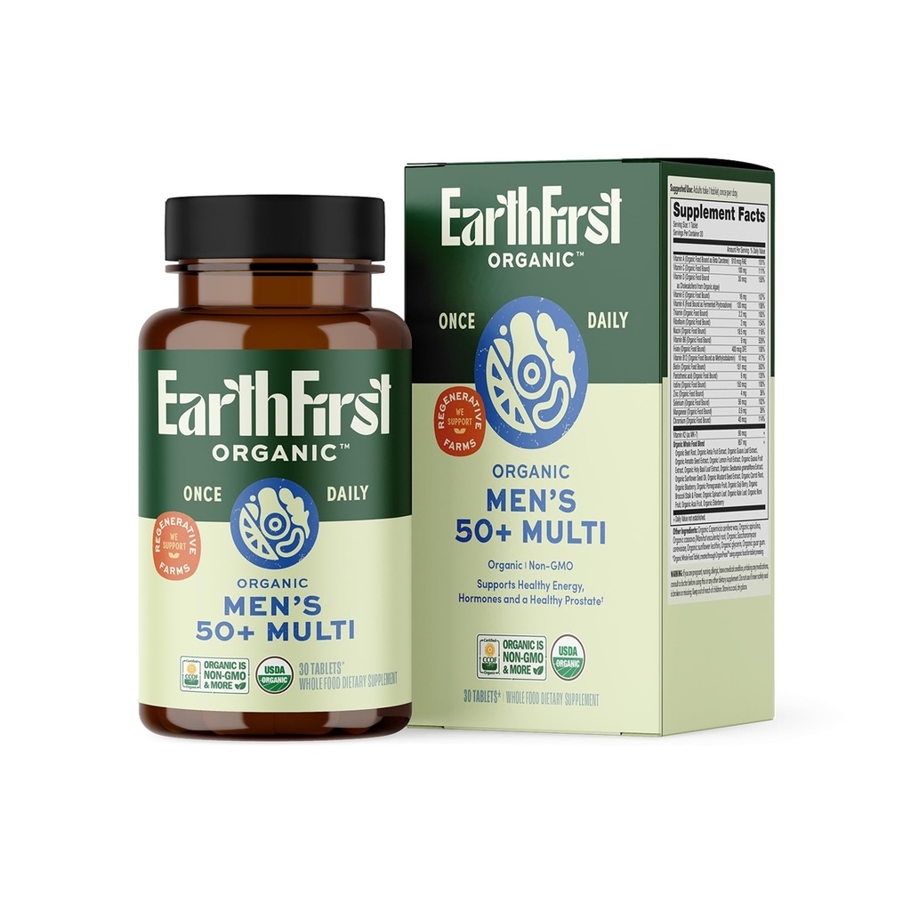Einmal täglich Multi für Männer 50+, 19 Vitamine von Kräutern & Superfoods, unterstützt Prostata-Gesundheit, Energieniveaus und starke Knochen, 30 Zähler
