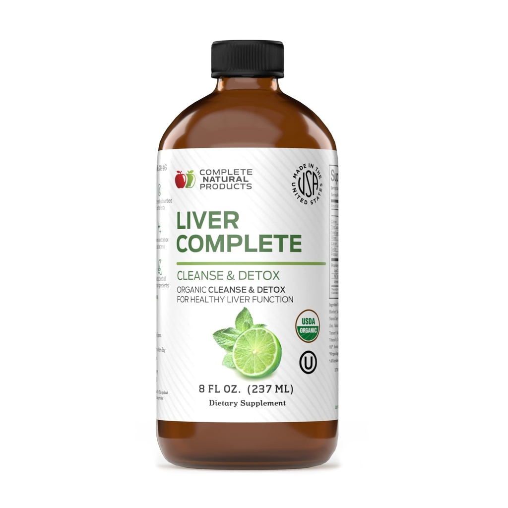 Liver Complete Liquid 8 oz - Organic Liver Cleanse Detox Formula, Kräuterunterstützung für hohe Enzyme mit Milchdistel Dandelion Chanca Piedra, Easy Absorbing Natural Tincture USA Made Family Crafted