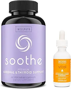 WellPath Bundle of Soothe Thyroid Support & Hormon Balance für Frauen + Vitalflüssigkeit Liposomal Curcumin Tropfen