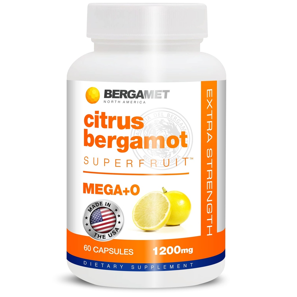 BergaMet Citrus Bergamot Ergänzung, 170:1 Extrakt, 1200mg, 80% Polyphenole, italienische Citrus Bergamot Ergänzung für hohe Cholesterin, 60 Kapseln, 1 Monat, Made in USA