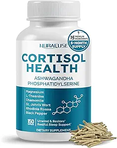 CORTISOL Gesundheit Ashwagandha 15-in-1 Beilage mit Magnesium Phosphatidylserine L-Theanine Chamomile Rhodiola Rosea Licorice Holy Basil - Made in USA