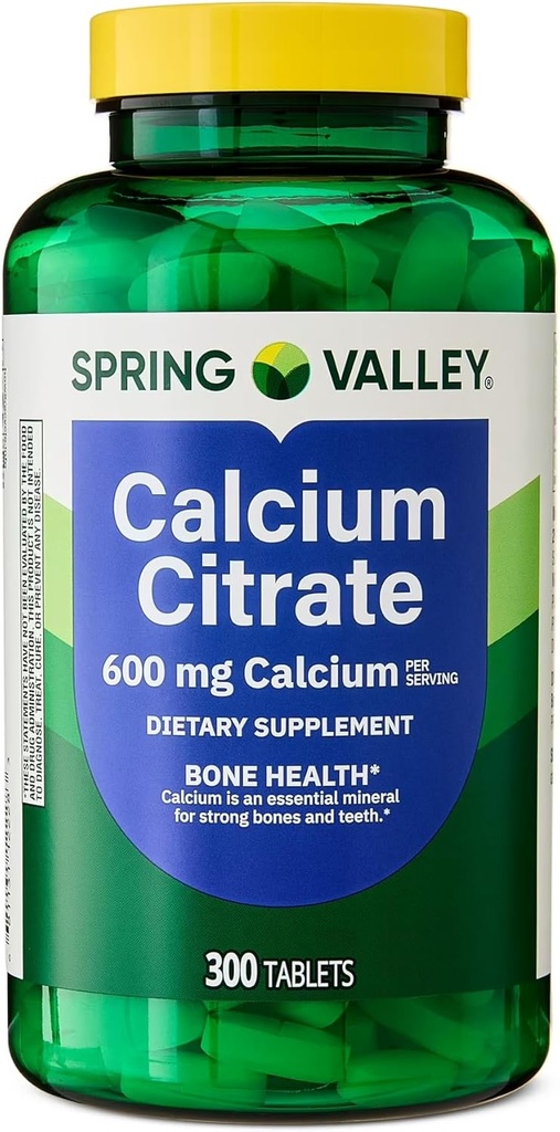 Spring Valley Calcium Citrate Tabletten Nahrungsergänzung, 600 mg, 300 Count. - New Look