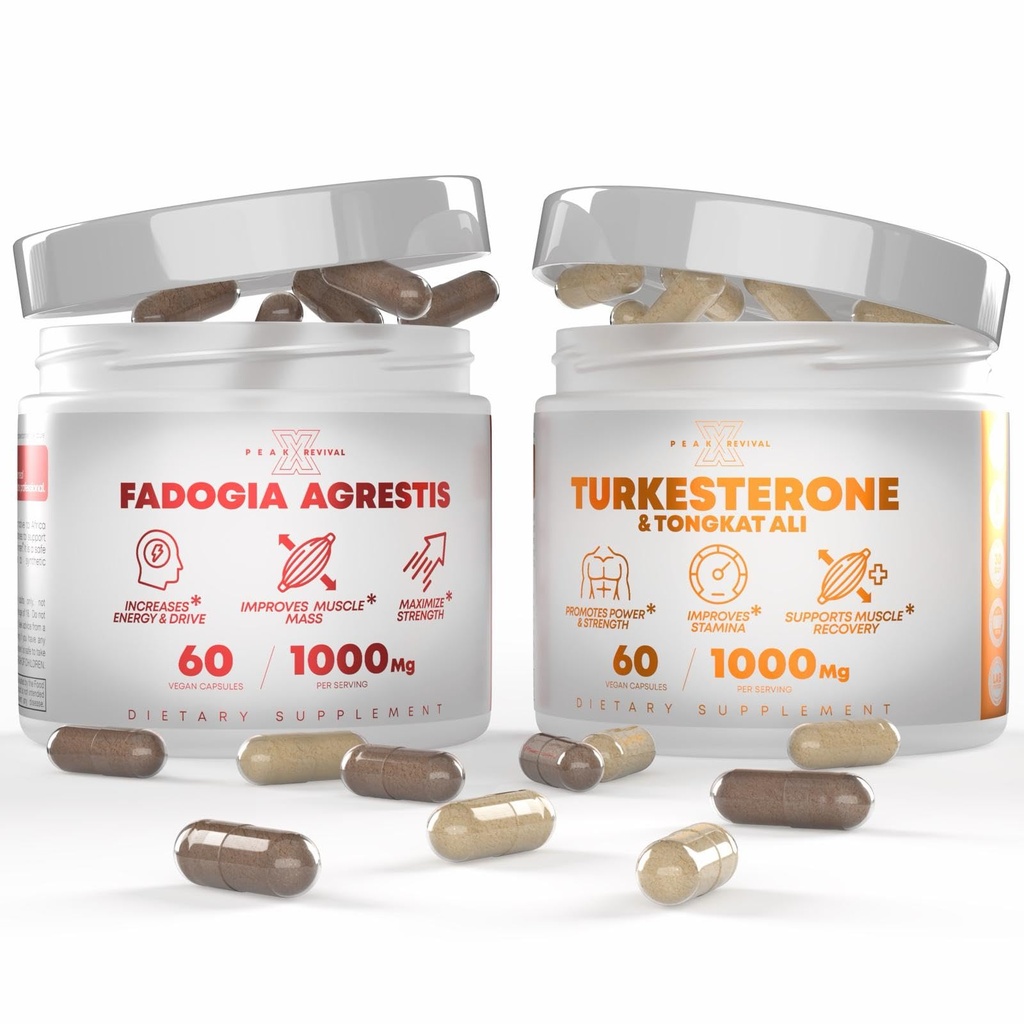 Turkesterone & Tongkat Ali Lean Muscle Growth & Recovery + Fadogia Agrestis Muskel Stack für sportliche Leistung & Muskelmasse (60 Kapseln)