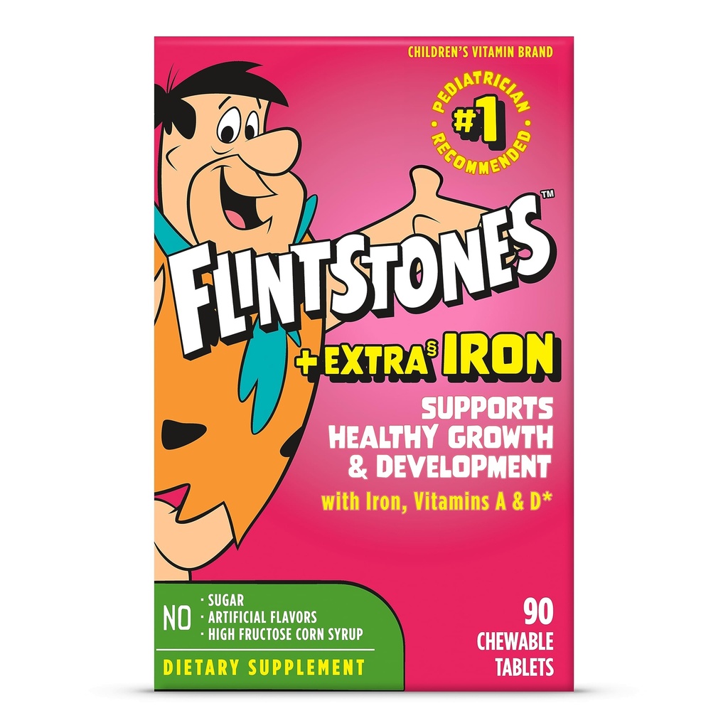 Flintstones Chewable Kids Multivitamin mit Vitamin C, D, B12 & Iron für Kleinkinder, 90 Count