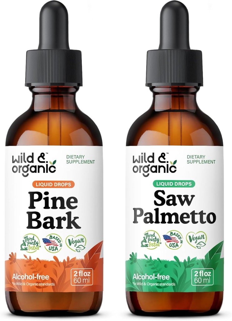 Wild & Organic Pine Bark Tincture 2 fl oz & Saw Palmetto Tincture 2 fl oz