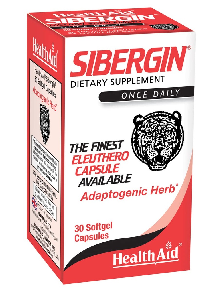 HealthAid Sibergin Siberian Eleuthero (Eleutherococcus senticosus) – Adaptogenic Herbal Support – Helps Support Energy, Stamina & Stress Response – Once Daily – 30 Softgel Capsules