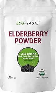 ECO-TASTE Elderberry Juice Powder, Unterstützt gesundes Immunsystem, Non GMO und Vegan Friendly, 170g