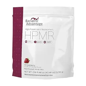 Bariatric Advantage High Protein-Meal-Ersatz-Getränk-Mix, Protein-Pulver Whey-Isolat für Magen-Bypass und Hülse Gastrektomie Patienten, 27g Protein, Lactosefrei - Erdbeere - 28 Servierungen