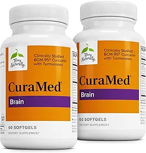 Terry Natürlich CuraMed Brain - Nahrungsergänzungsmittel zur Unterstützung von Clarity & Focus - Brain Health Supplement mit Curcumin & Turmeric Essential Oil zur Hilfe Konzentration - 60 Softgels (2 Pack)