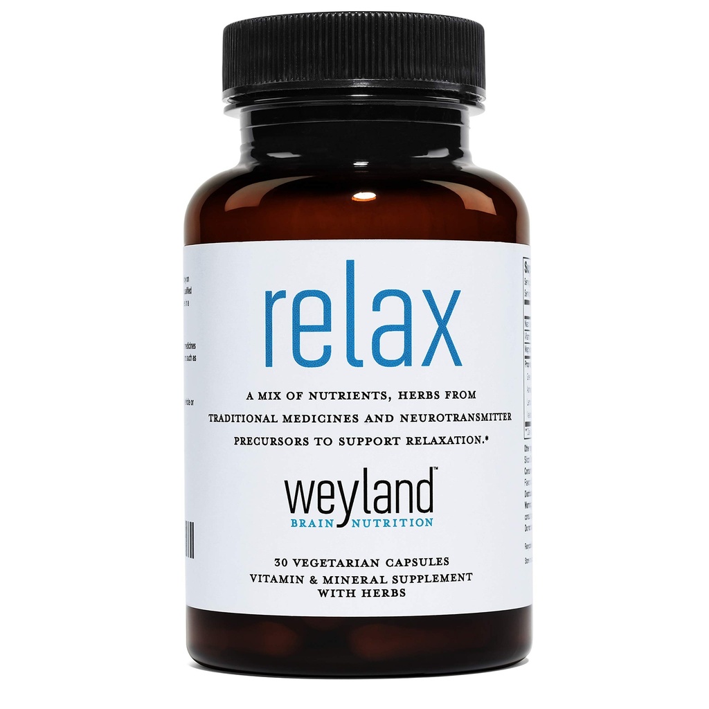 Relax - Natural Sleep Supplement mit GABA, L-Theanine, Valerian Root, 5-HTP, Lemon Balm – Calm and Relaxation Aid - 30 Vegetarische Kapseln