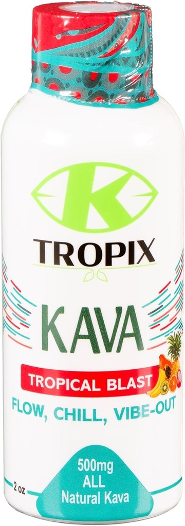 K-Tropix Kava Shot Tropical Blast - 500mg Wellness Shots zur Förderung der Entspannung und Reduzierung von Worry - Kava Drink - Worry, Spannung, Strain Relief Supplement - 1 Pack