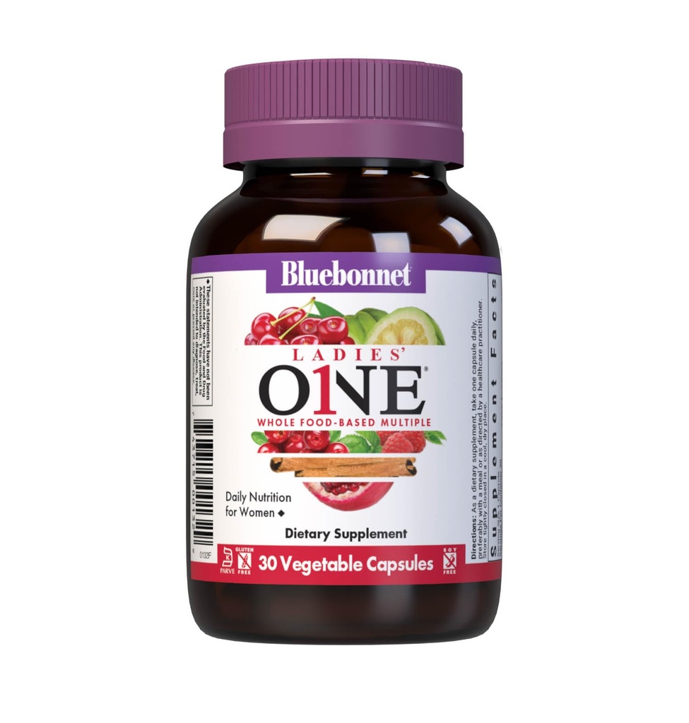 Bluebonnet Nutrition Damen One Organic Vegetable Capsule, Ganzes Essen Multiple, K2, Energie, Vitalität, Non-GMO, Gluten, Soy & Milk Free, Kosher, 1 Monat Versorgung, Hellgrau, 30 Count