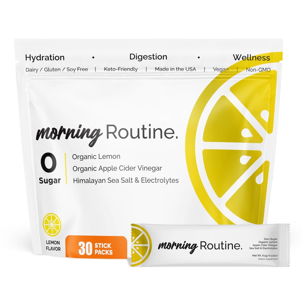ROUTINE Morning Daily Hydration | Elektrolytische Pulver-Packets mit Apfelessig, Zitrone und Meersalz | Keto & Paleo-Friendlyte Drink Mix (30 Pack)