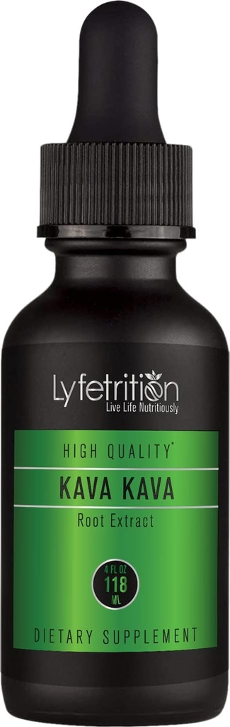Lyfetrition Kava Kava Root Extract mit aktiven Kavalactonen 540mg, 220 Servierungen, Cruelty-Free, Easy-to-Consume Liquid Drops, schnelle Absorption, GMP-Certified, Third-Party Tested, Non-GMO, Made in USA