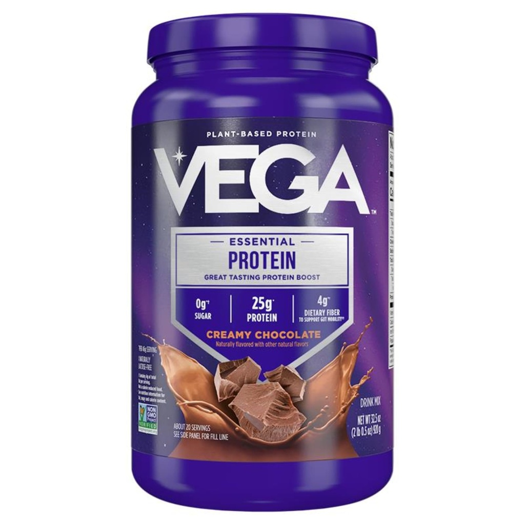 Vega Original Essential Protein - 25g Pflanzenbasiertes Protein, Creamy Chocolate, 20 Portionen, Vegan Non-GMO Drink Mix, Smoothie & Shake Ready, Glutenfrei, Dairy Free, 32.5oz (Packaging May Vary)