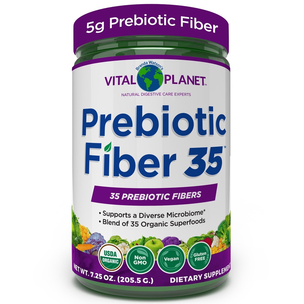 Vital Planet - Faser 35 Pulver-Diverse-Faser-Ergänzung für Ernährungsunterstützung und betriebsbedingte Verstopfung mit 35 Prebiotic Fibers und 35 Bio-Superfoods, um Bowel Regularity, 6.77 oz