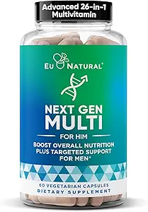 Next Gen Multi für ihn Fortgeschrittene Männer Multivitamin Supplement – 26-in-1 Multiblend für Bart & Haarwachstum, Männer reproduktive Gesundheit, Stoffwechsel, Herz, Haut, Prostata Unterstützung, Mehr – 60 Veg Kapseln