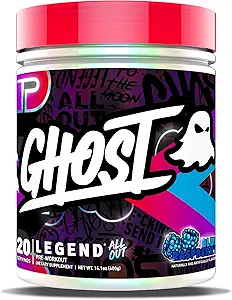 GHOST All Legend Out Pre-Workout Powder, Blue Raspberry - 20 Portionen - Vor-Workout-Ergänzung für Männer und Frauen - Energie & Pumpen - Koffein, L-Citrulline, & Beta Alanine Blend - Zuckerfrei