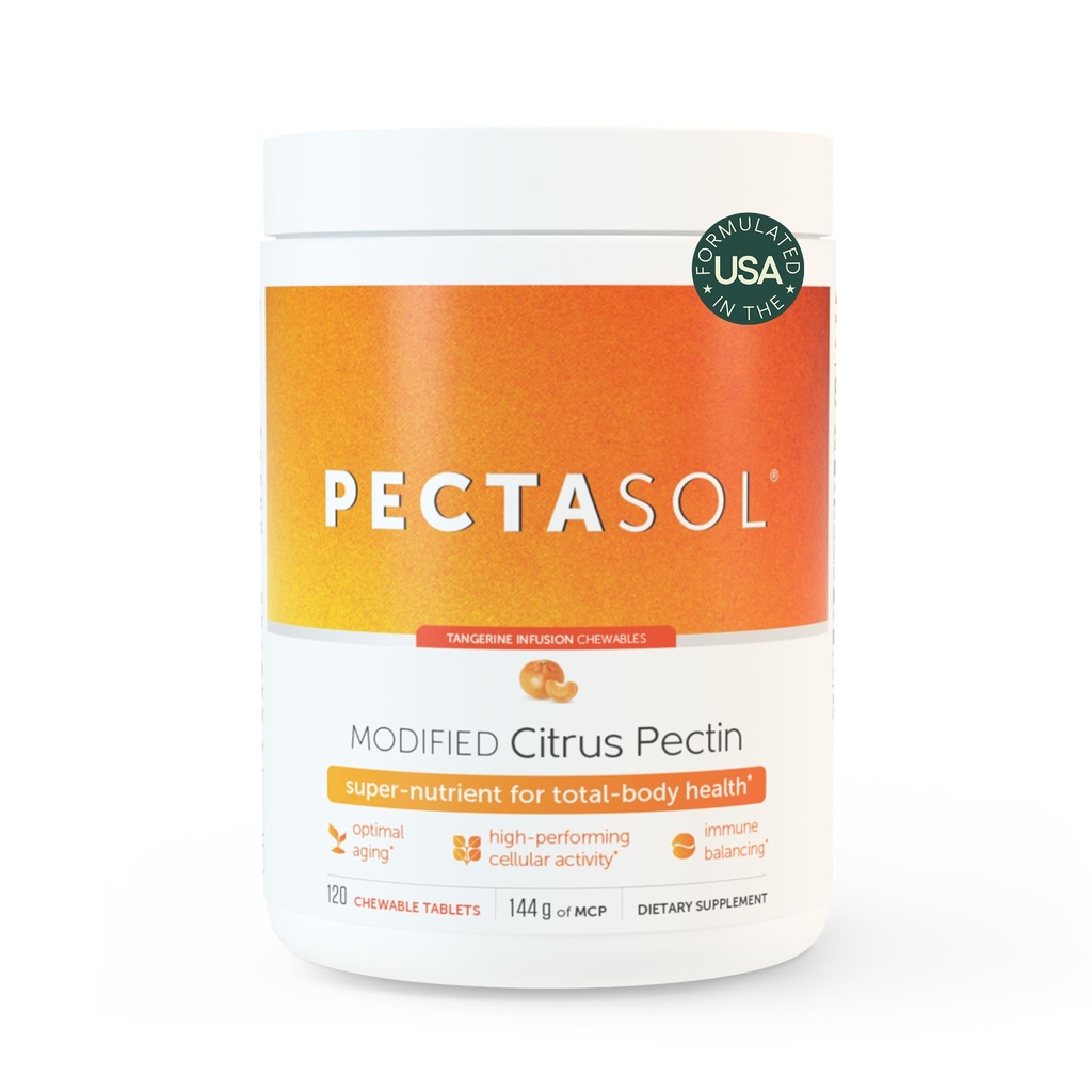 EcoNugenics PectaSol Modified Citrus Pectin – 120 Tangerine Chewable Tablets – Total-Body Health Supplement zur Unterstützung von Herz, Immunsystem, Entzündungsreaktion + Pflege gesunden Galectin-3 Ebenen