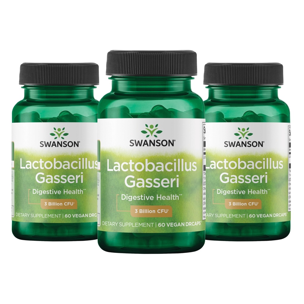 Swanson Lactobacillus Gasseri Probiotikum für Erwachsene, die Verdauungs- und Stoffwechselunterstützung mit 3 Milliarden CFU suchen - Säureresistent, keine Kühlung (60 vegane Kapseln, 3 Packung)