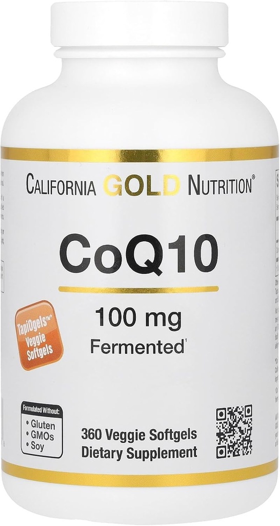California Gold Nutrition CoQ10 100 mg, Coenzym Q10 Ubiquinone USP, Unterstützt Mitochondriale Funktion, 360 Veggie Softgels