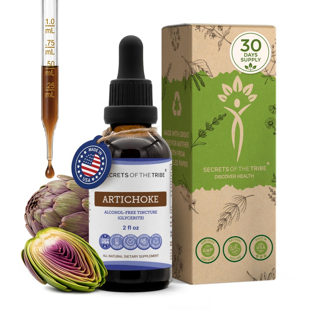 Geheimnisse des Tribe Artichoke Tincture Alcohol-Free Liquid Extract, Artichoke (Cynara scolymus) Getrocknete Blatt (2 FL OZ)