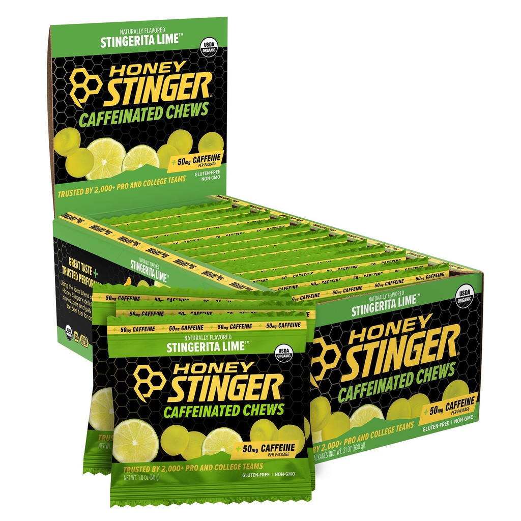 Honey Stinger Stingerita Lime Caffeinated Energy Chew, Gluten Free, with Caffeine, for Exercise, Running and Performance, Sports Nutrition for Home & Gym, Pre and Mid Workout, 21.6 Ounces (Pack of 12)