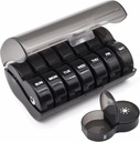 Wöchentliche Pille Organizer, Große 7 Tage Pille Case, Tägliche Vitamin Case Medicine Box, AM/PM Pille Behälter für Medizin ergänzt Fischöl (Schwarz)
